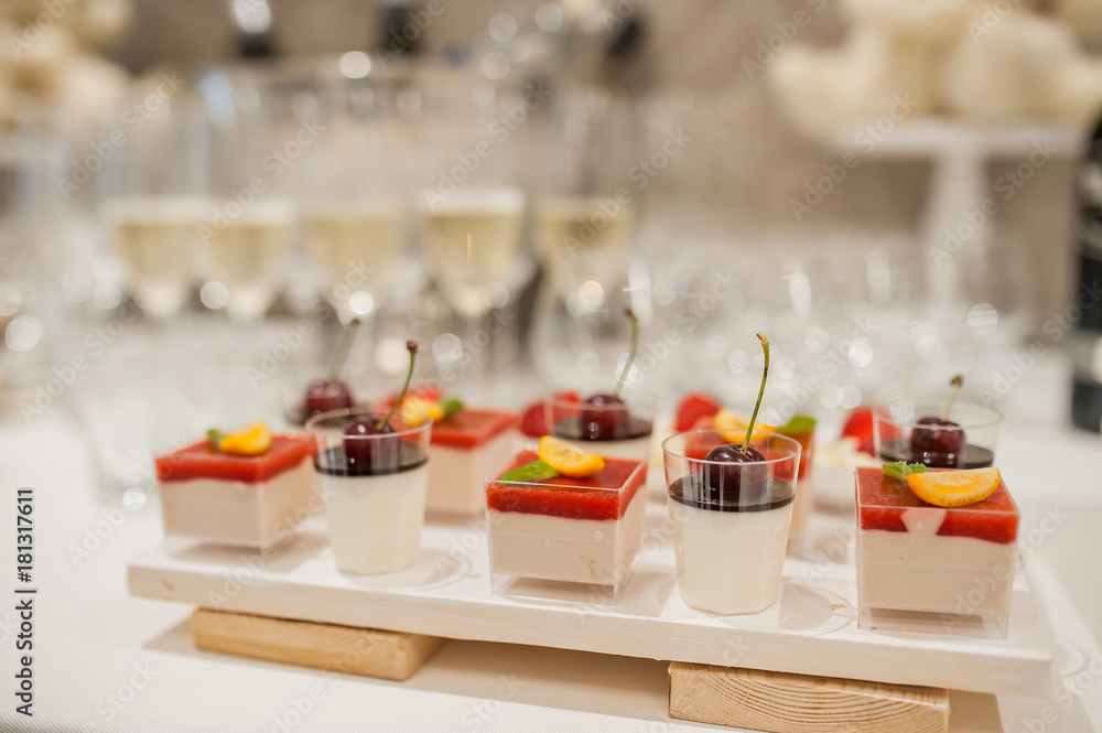 buffet of sweets at the wedding table