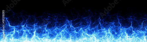 Canvas Print Magical Cold Blue Fire flames on black background - 3d rendering