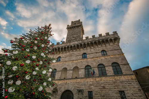 Photography Albero di natale gigante in piazza Grande a Montepulciano, Toscana