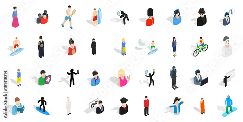 People icon set, isometric style