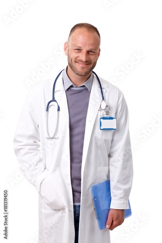 Handsome doctor smiling