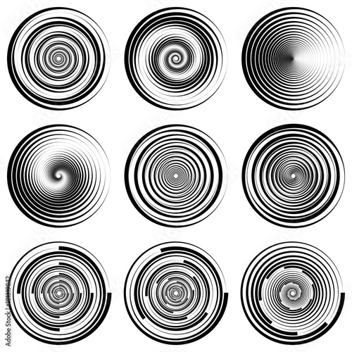 Set round spiral circle fil...