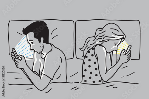 Smartphone addiction on bed