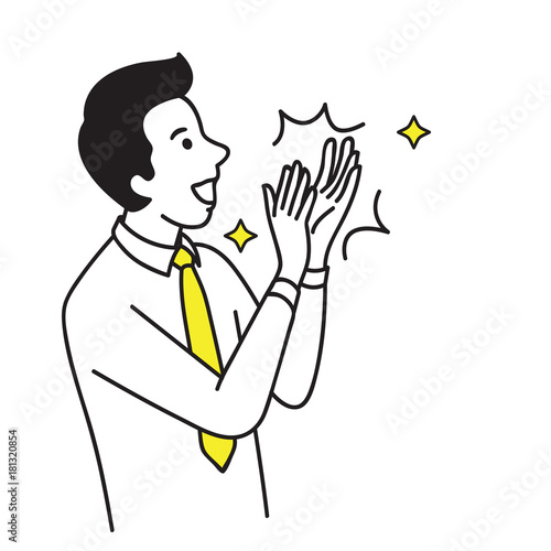 Businessman clapping hand celebrating