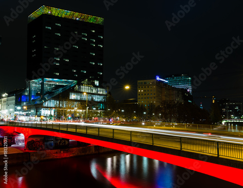 Vienna, city center Schwedenplatz area at the Danube channel photo