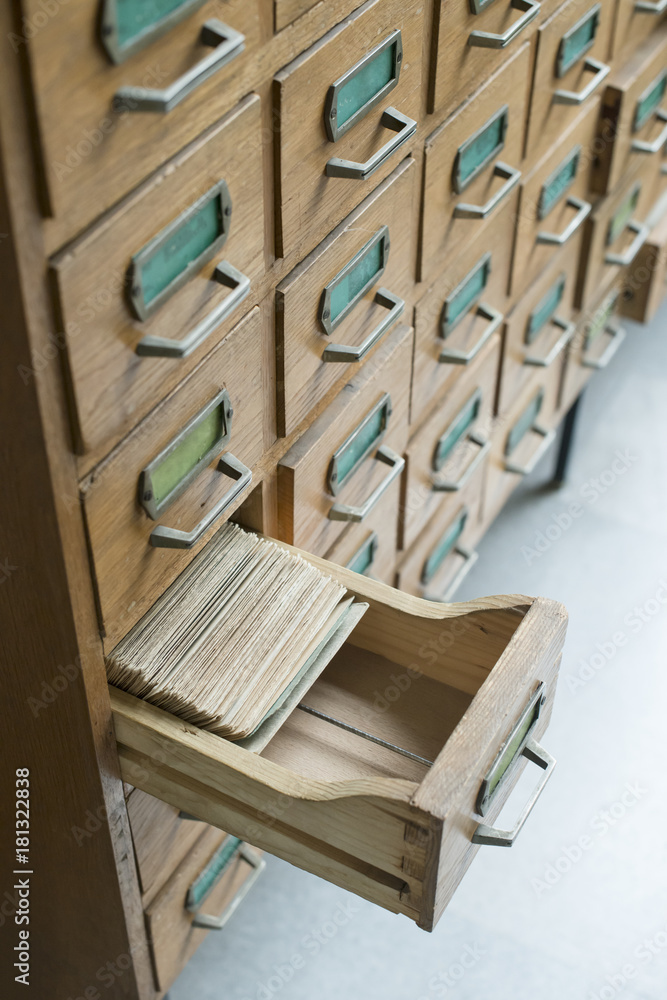 Old wooden drawers in archive Old wooden drawers in archive