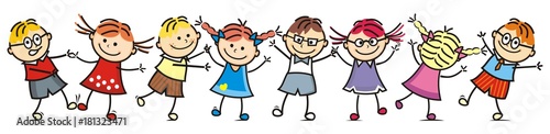 Happy dancing kids, group of children, vector illustration, smile face