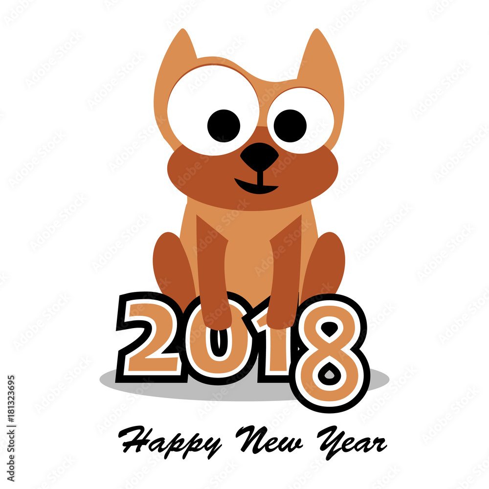 Obraz premium Vector illustration of dog, 2018 new year card, Year of the dog.