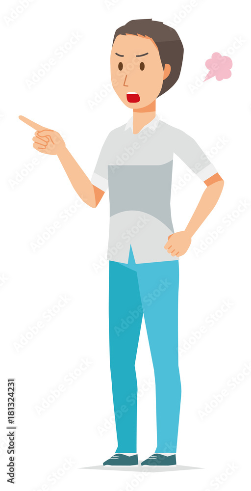 Illustration of men who are wearing short-sleeved shirts