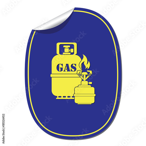 Camping stove with gas bottle icon vector