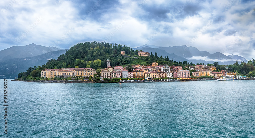 Panoramic view of Bellagio waterfront on the Lake Como, Italy