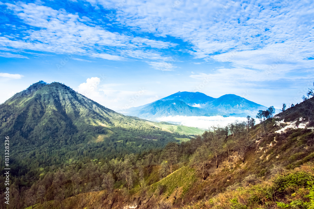 Kawah Ijen Volcano, Ijen crater the famous tourist attraction in the Banyuwangi, East Java island, Indonesia.