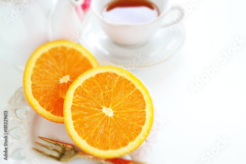half cut orange for healthy food image