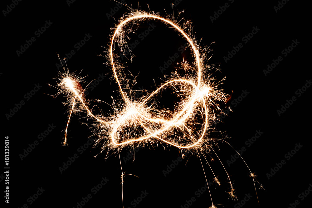 Light Painted Shapes With Sparkler At Night Light Painted Shapes With Sparkler At Night