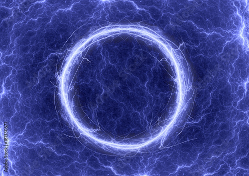 Blue circle lightning, electrical plasma background