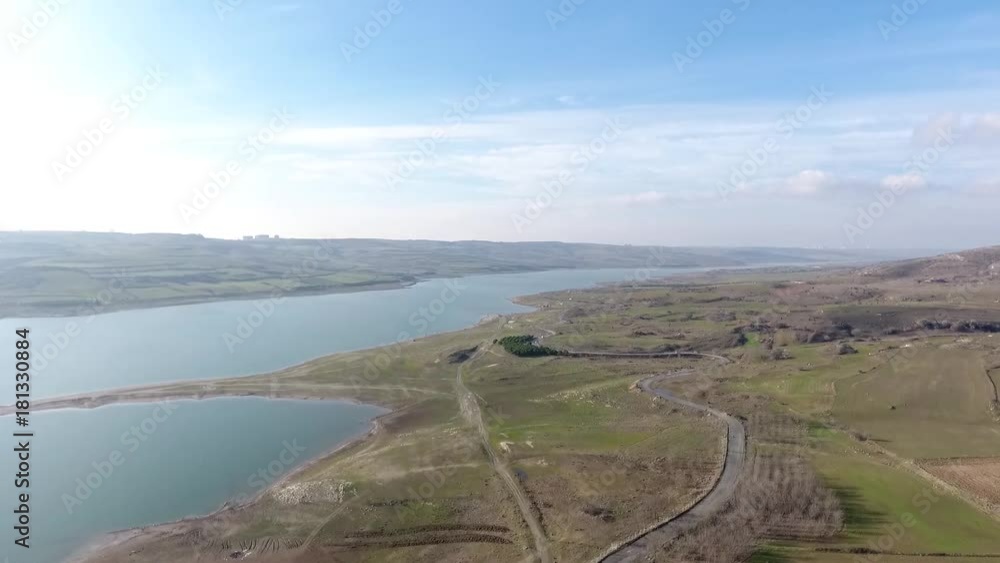 Aerial view of Sazlidere Dam whic is on Kanalistanbul project route - Kanalistanbul projesi güzergahında bulunan Sazlıdere barajının havadan drone ile çekilmiş görüntüsü Aerial view of Sazlidere Dam whic is on Kanalistanbul project route - Kanalistanbul projesi güzergahında bulunan Sazlıdere barajının havadan drone ile çekilmiş görüntüsü