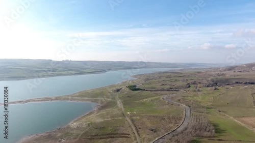 Aerial view of Sazlidere Dam whic is on Kanalistanbul project route - Kanalistanbul projesi güzergahında bulunan Sazlıdere barajının havadan drone ile çekilmiş görüntüsü