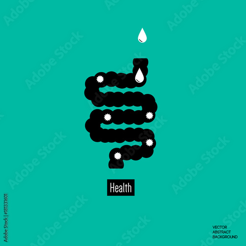 Intestine vector. Bacteria in the intestine. Intestinal treatment