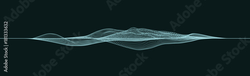 3D abstract digital wave of particles and wireframe. Futuristic abstract background. Technology concept. 