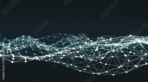 Abstract polygonal space low poly dark background with connecting dots and lines. Plexus effect. 3d render