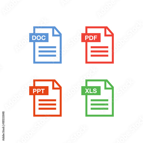 Document icon set. File Icons. PDF file download icon