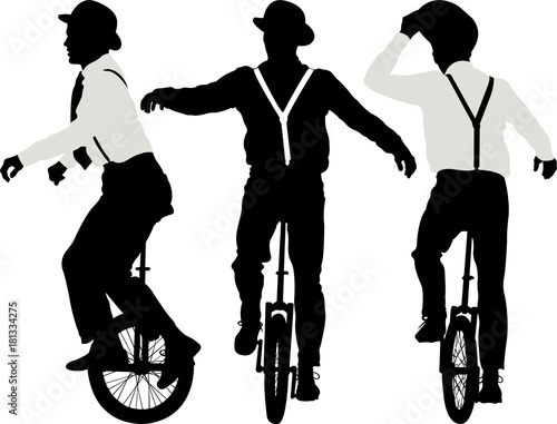 man riding a unicycle - vector