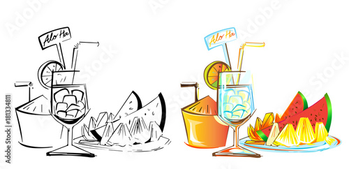 Fruit juice and cocktail set the Sea Beach concept