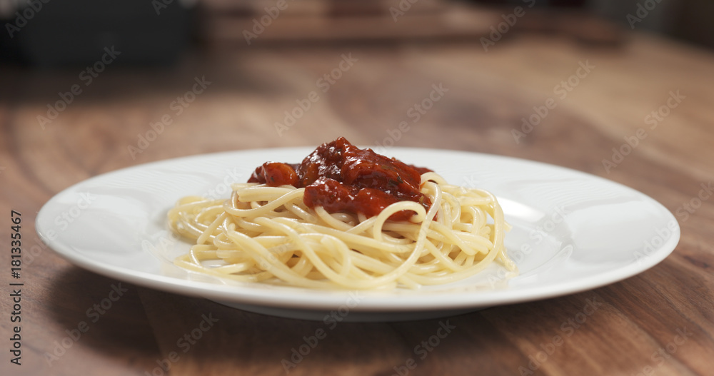 fresh hot spaghetti bolognese on table fresh hot spaghetti bolognese on table