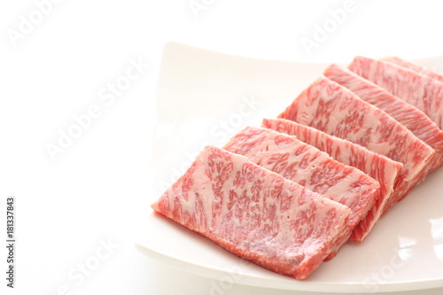 Freshness Japanese marble beef with copy space