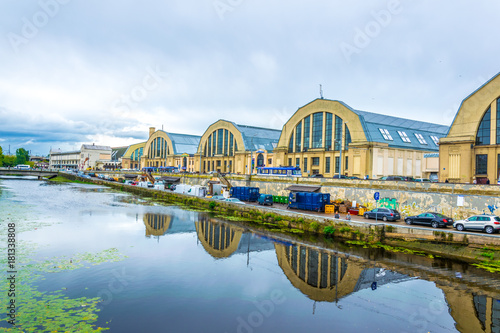 View of the former zeppelin hangars now convereted into the Riga market - Rigas Centraltirgus photo