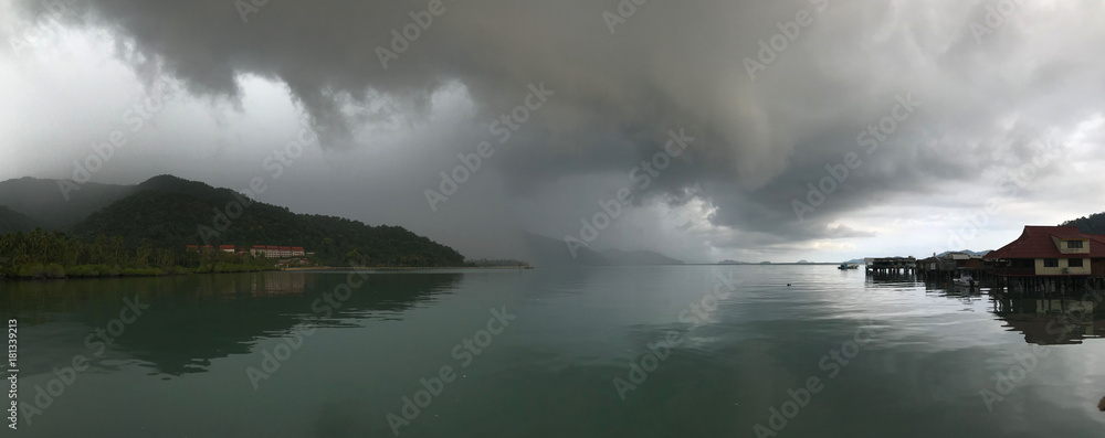Panorama from a tropical rain shower
