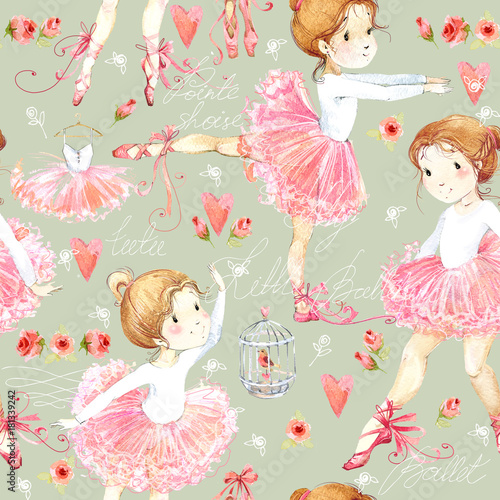 cute little ballerina seamless pattern