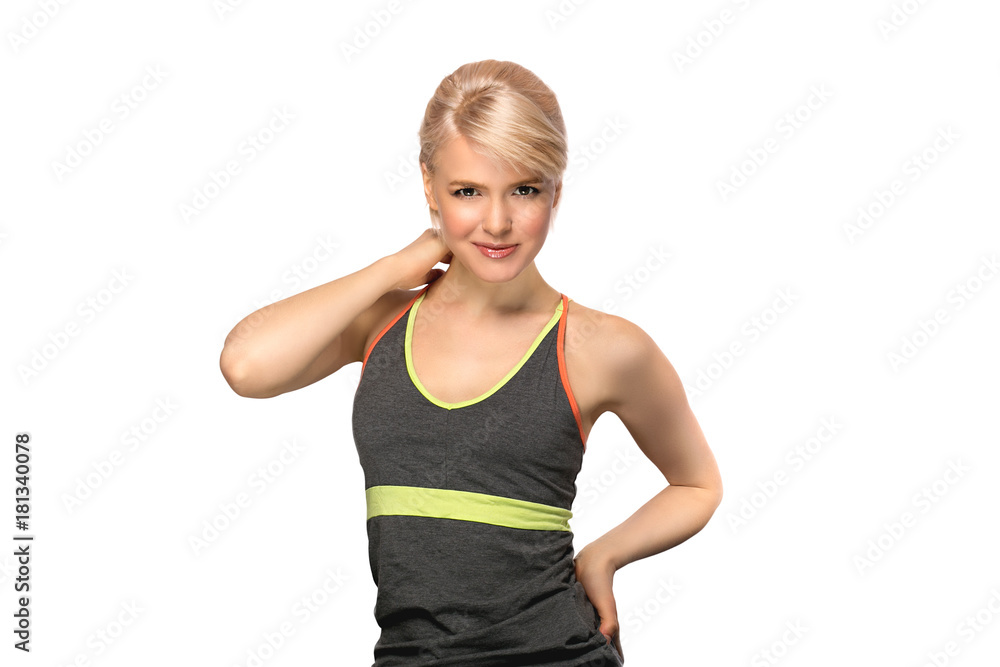 Fitness woman on white background