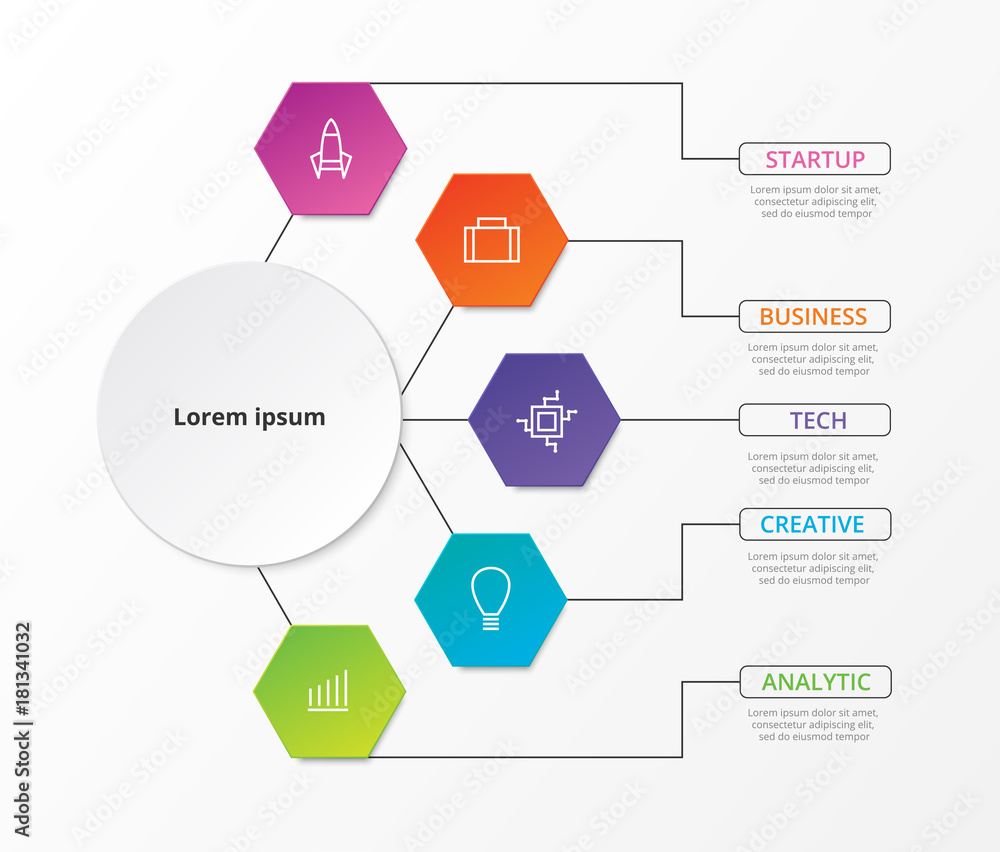 Infographics six options with lines Infographics six options with lines