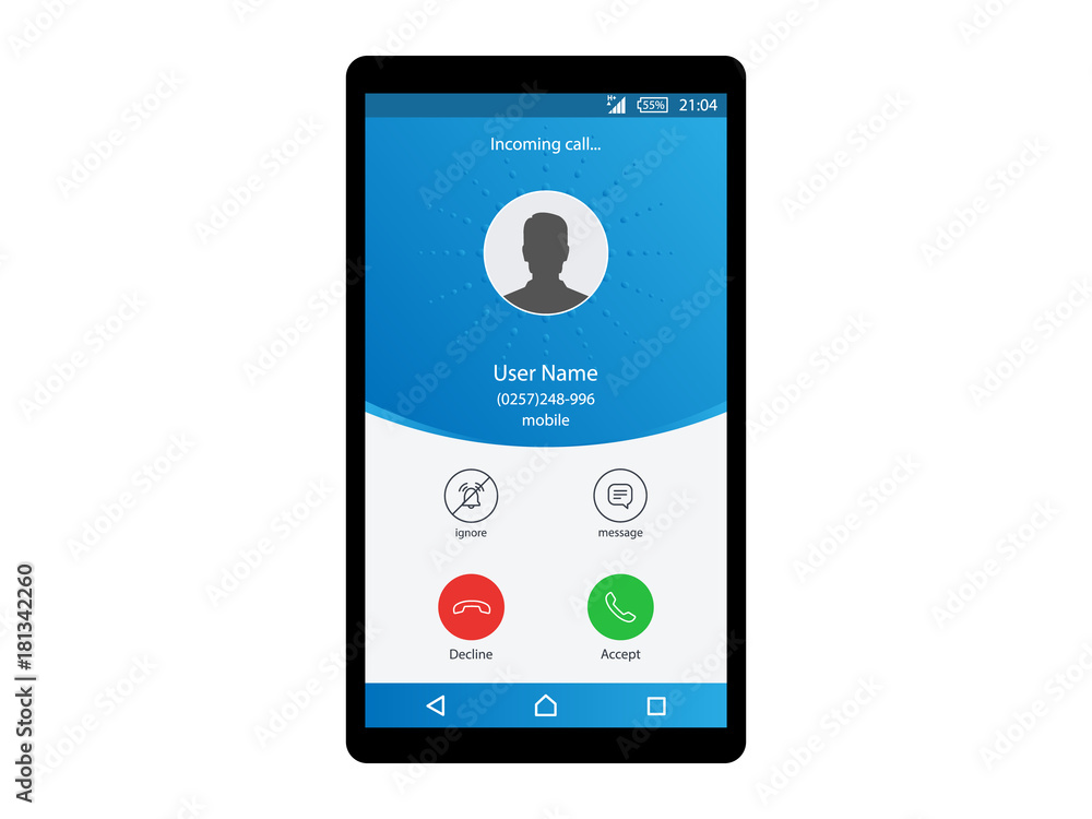 Incoming Call Interface Mobile Concept Vector Incoming Call Interface Mobile Concept Vector