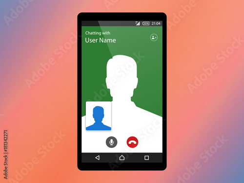 Video Call ,Incoming call on smartphone screen. Calling service. smart phone, touch screen. Modern concept for web banners, web sites, info graphics. Creative flat design vector illustration