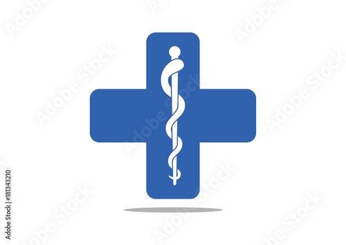 Plus Medical symbol caduceus snake with stick Vector Logo Symbol