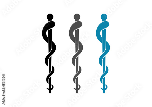 Medical symbol caduceus snake with stick Vector Logo Symbol