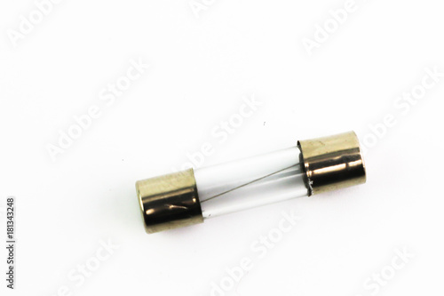 Small fuse with silver head on whte background