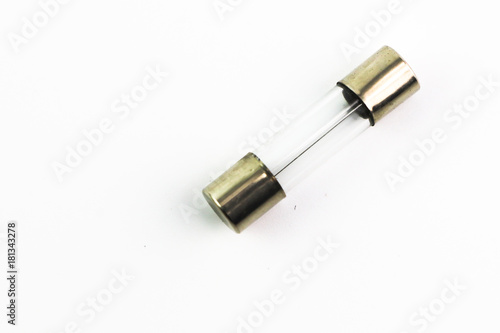 Small fuse with silver head on whte background