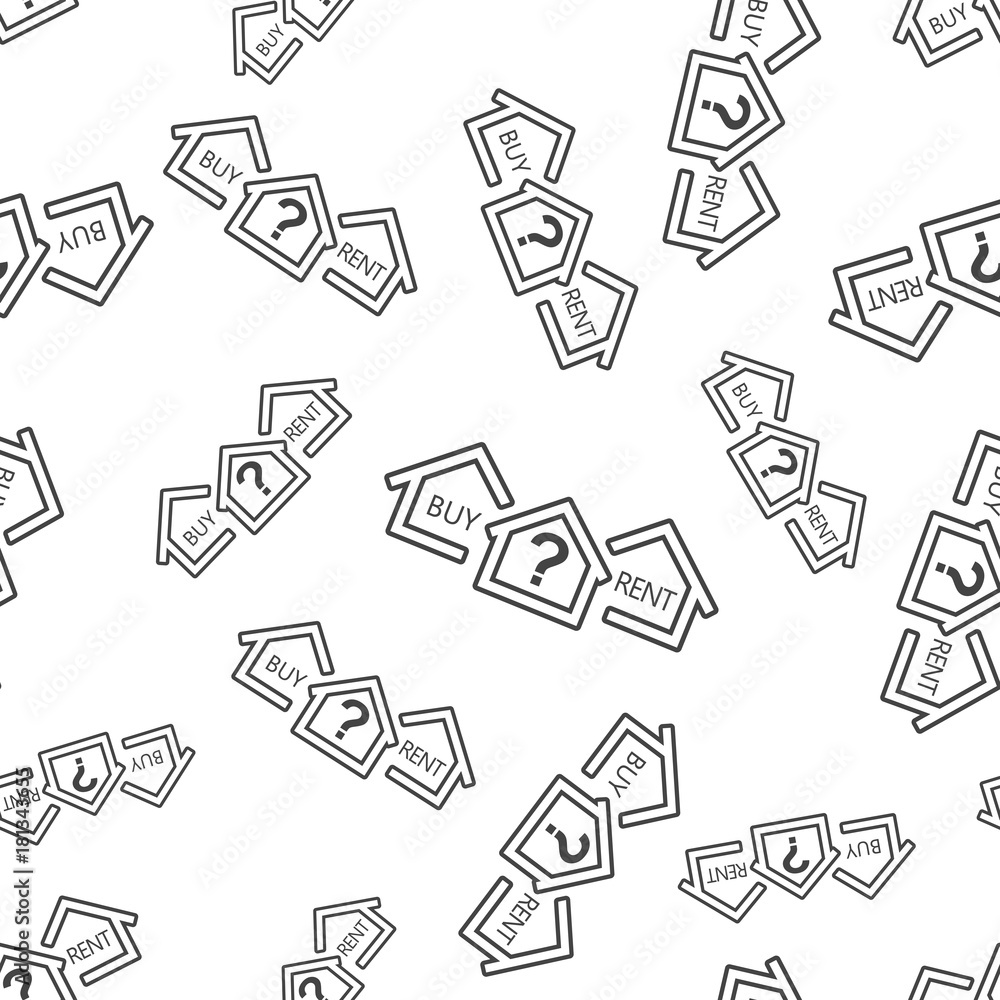 Buy or rent house seamless pattern background icon. Business flat vector illustration. House sign symbol pattern. Buy or rent house seamless pattern background icon. Business flat vector illustration. House sign symbol pattern.