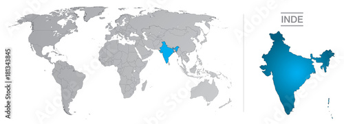 Inde dans le monde  avec fronti  res et tous les pays du monde s  par  s