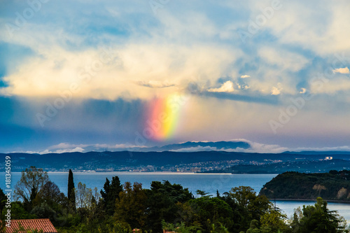 Rainbow over coast