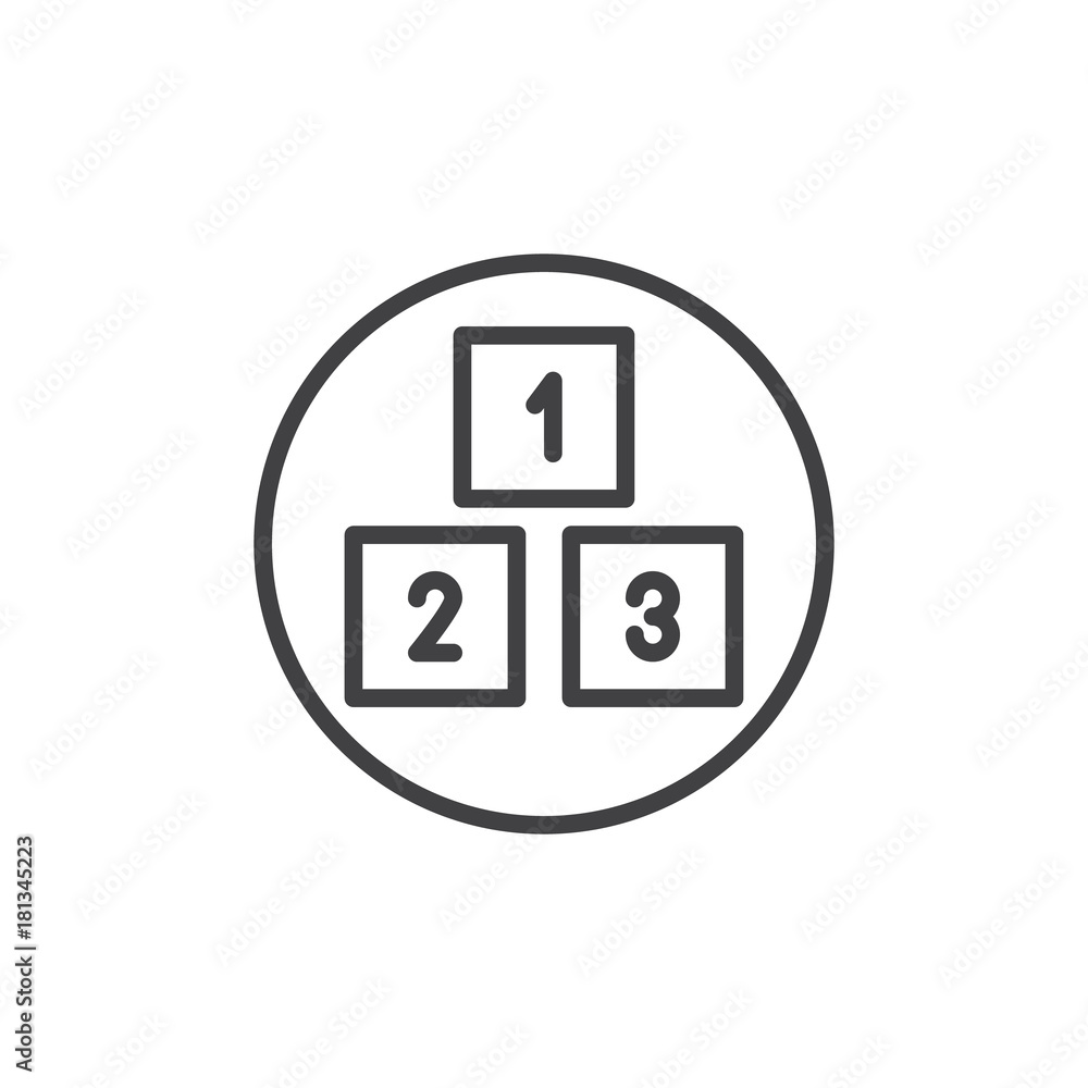 Cubes toys line icon, outline vector sign, linear style pictogram isolated on white. Blocks symbol, logo illustration. Editable stroke Cubes toys line icon, outline vector sign, linear style pictogram isolated on white. Blocks symbol, logo illustration. Editable stroke