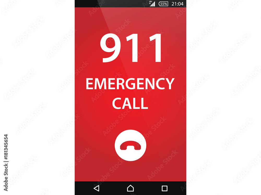 Fototapeta premium Call 911, emergency call concept Modern flat design vector illustration