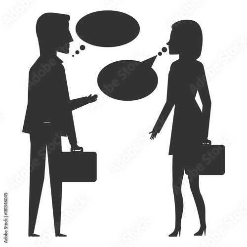 businesspeople with speech bubbles avatars characters