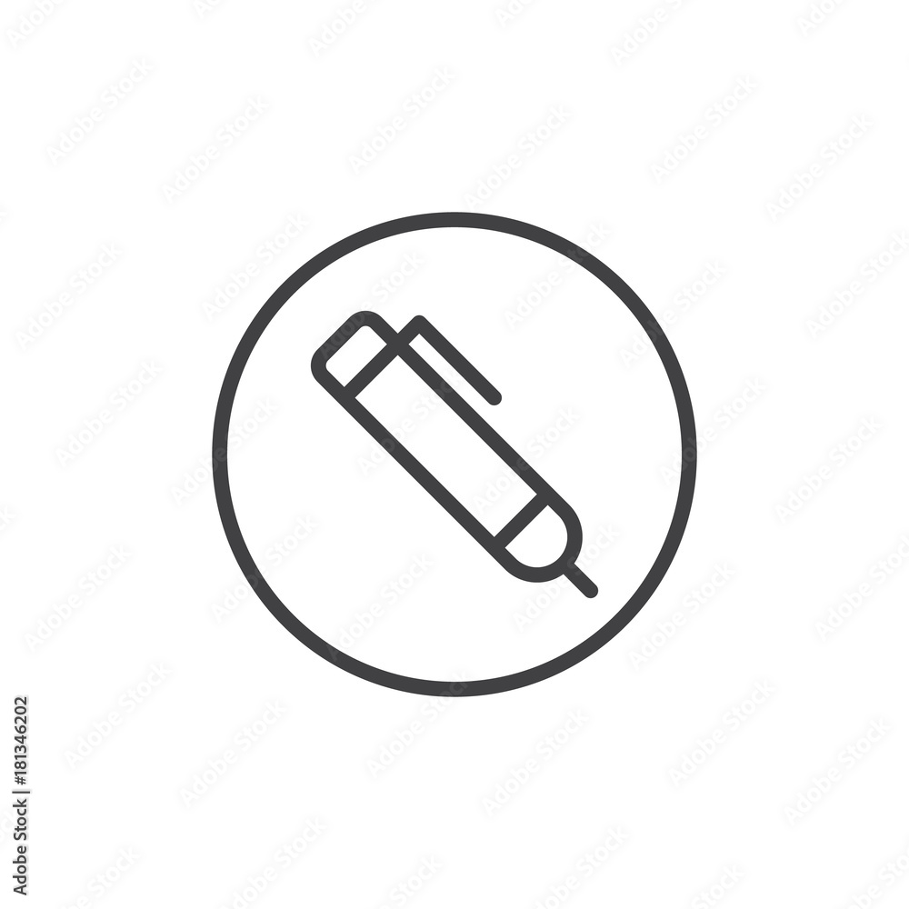 Pen line icon, outline vector sign, linear style pictogram isolated on white. Pencil symbol, logo illustration. Editable stroke Pen line icon, outline vector sign, linear style pictogram isolated on white. Pencil symbol, logo illustration. Editable stroke