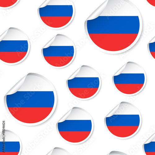 Russia flag sticker seamless pattern background. Business concept label pictogram. Russia flag symbol pattern.