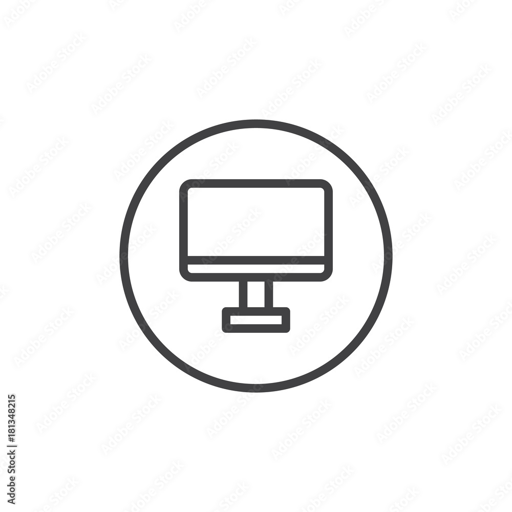 Computer monitor line icon, outline vector sign, linear style pictogram isolated on white. Display symbol, logo illustration. Editable stroke Computer monitor line icon, outline vector sign, linear style pictogram isolated on white. Display symbol, logo illustration. Editable stroke