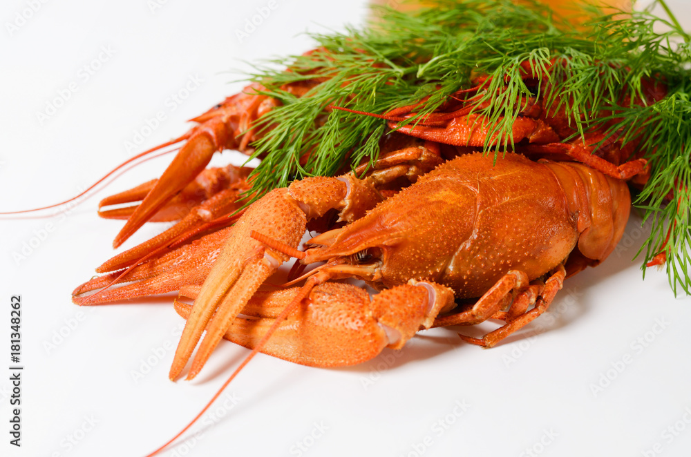Seafood dish, Red boiled crayfish. Kind of Snacks for beer. Seafood dish, Red boiled crayfish. Kind of Snacks for beer.